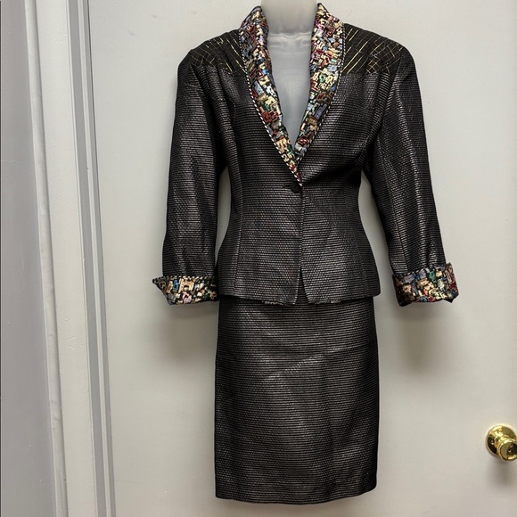 Canvasbacks Luton & Horsfield Metallic Stripe Skirt + Blazer Set Size 6/Small - Picture 1 of 14